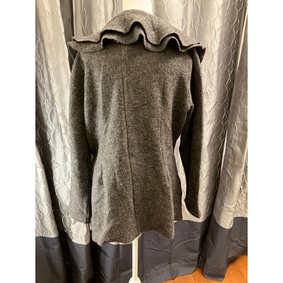 Vintage Charcoal Heather Grey Wool Wrap Coat - Picture 6 of 13